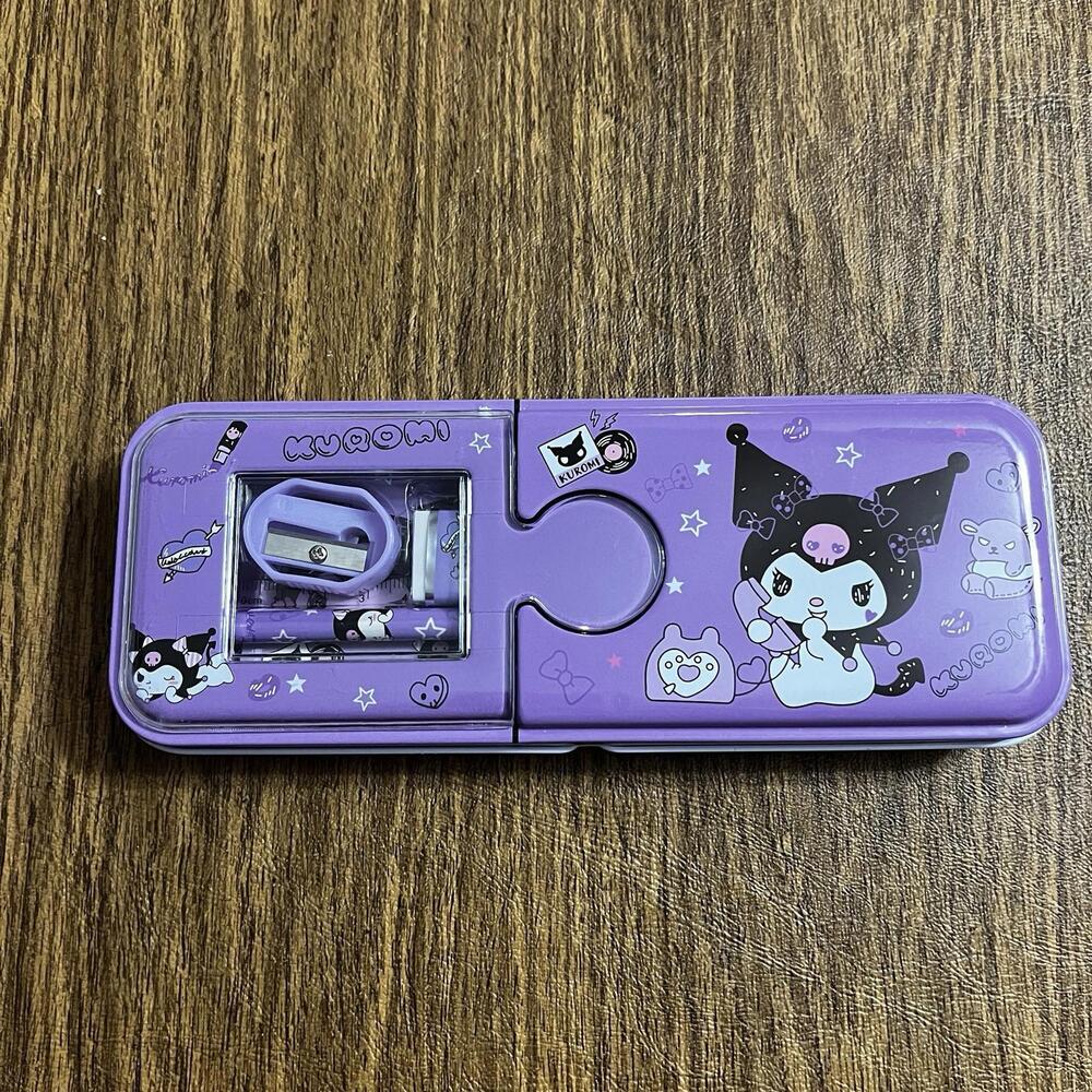 Kuromi Devil My Melody 2 Layers Pencil Pen Case Holder Stationery Tools Tin Box